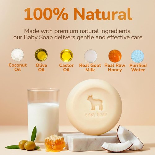 Relaxcation Baby Soap Bars - Goat Milk & Honey, Naturally Cold Processed - Handmade in USA | Ideal for Newborns & Kids (Pack of 3)