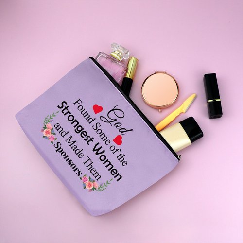 Sponsor Gift for Women Makeup Bag Sponsor Appreciation Gift AA NA Addiction Recovery Gift Cosmetic Bag Confirmation Sponsor Gift Sponsor Thank You Gift Alcoholics Anonymous Gift Sobriety Gift（Purple）