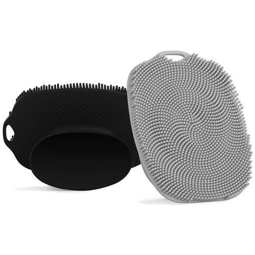 ARIOSOX 2 PCS Face Scrubber, Soft Silicone Face Exfoliator with Suction Cup for Man and Women Deep Skin Clean, Gentle Facial Cleaning Brush Suitable for All Sensitive Skin (Black+Gray)