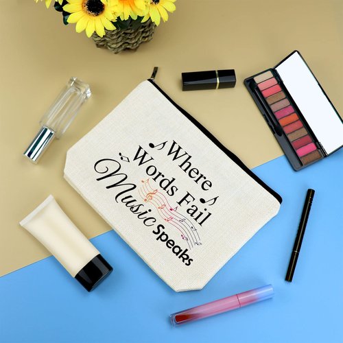 Music Gift for Women Makeup Bag Musical Lover Gifts Cosmetic Bag Music Teacher Appreciation Thank You Gift Christmas Birthday Gifts for Musical Teacher Student Musicians Travel Toiletry Bags