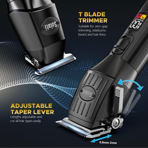Skiennix Professional Hair Clippers - Cordless Beard Trimmer Kit with LED Display | Rechargeable Grooming Set (Black)