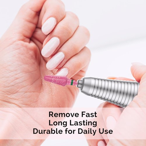 MelodySusie Professional Tornado Nail Drill Bits, 3/32'' Carbide Tungsten Multi-Function Bits, Suitable for Manicure Pedicure Cuticle Gel Polishing, Salon Bits, Pink Blossom, Series Bit-X, Coarse