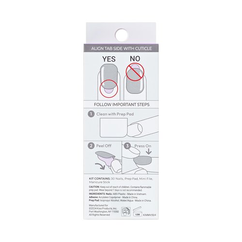KISS imPRESS No Glue Mani Press On Nails, French, 'Fearless', Light Neutral + White Tip French, Medium, Almond Shape, Includes 30 Nails, Prep Pad, Instructions Sheet, 1 Manicure Stick, 1 Mini File