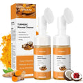 femani 2pcs Glow Wash Turmeric Face Wash With Brush, Deep Cleansing Exfoliating Foaming Facial Cleanser, Improve Skin Condition