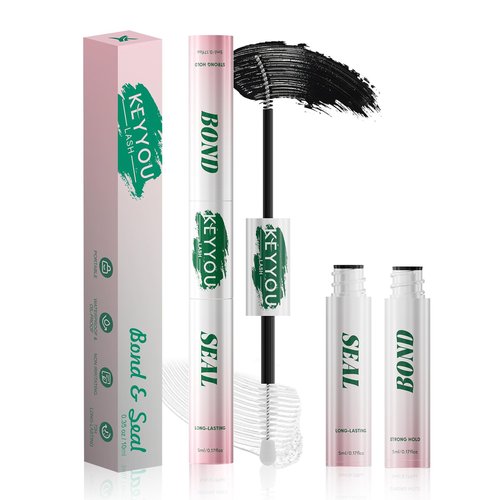 KEYYOU LASH Cluster Glue,New Lash Bond and Seal Waterproof for Eyelash Clusters,72Hours 2-in-1 Super Hold Long-Lasting Non-Irritating for DIY at Home(Black Bond,10ML)