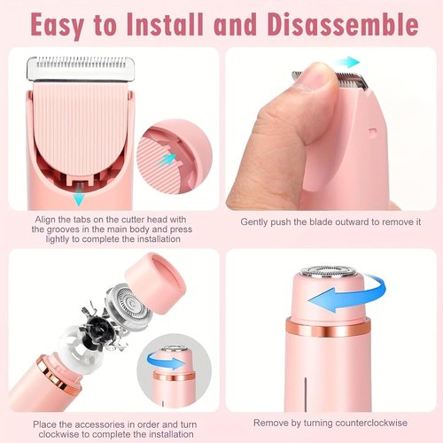 Skiennix Bikini Trimmer - 2-in-1 Cordless & Waterproof Electric Shaver for Women | Painless Hair Removal, Purple