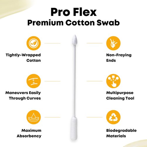 TerpTitans – Pro Flex – Flexible 5-inch Cotton Swabs, 2-Pack — Barrel Tip For Max Absorption and Fine Point Tips For Tight Spaces