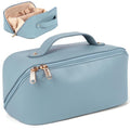Large Capacity Cosmetic Bag, Travel Cosmetic Storage Bag with Handle, Portable Zipper Cosmetic Bag Toiletry Bag Makeup Bag Large with Compartments for Women Girls (Blue)
