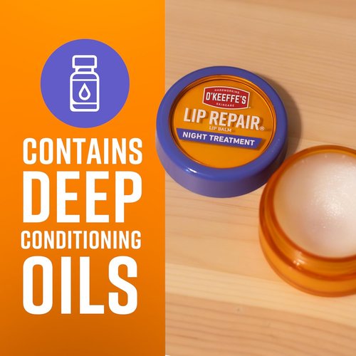 O'Keeffe's Lip Repair Night Treatment Balm - Moisturizing Relief for Dry, Cracked Lips | 0.25 Ounce Jar (2 Pack)