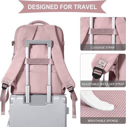 Coowoz Travel Backpack - Waterproof Hiking Rucksack for Men & Women | Casual Daypack in Pink & Purple