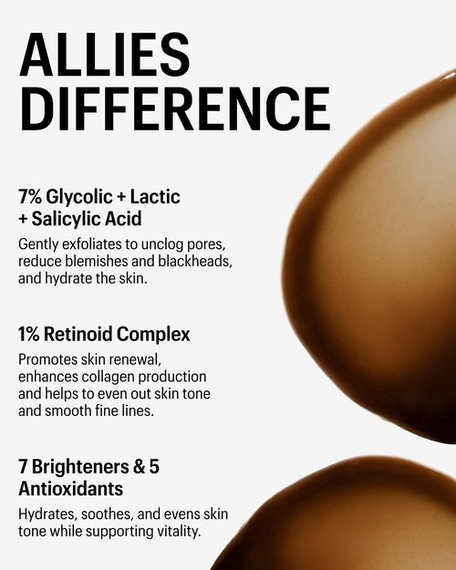 Allies of Skin Multi Acids & Retinoid Sleeping Facial | Exfoliating Overnight Glycolic Acid & AHA Peel | Resurfacing Anti-Aging Treatment For Fine Lines | Unclog Pores and Treat Blackheads 1.6 fl oz