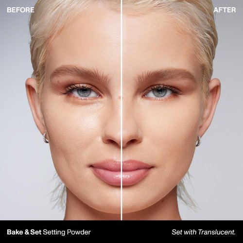 Morphe Bake & Set Translucent Setting Powder - Lightweight, Talc-Free Finishing Powder - Minimizes Shine for 24HR - Translucent (0.31 oz)