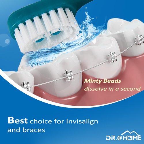 dr.@home Disposable Travel Toothbrush on The go, Oral Care Set, Prepasted Mini Toothbrush 5 in 1 (Mint Paste+ Soft Bristles+Flosser+Pick+Tongue Scraper) | Individually Wrapped 24 Count - 1 Pack