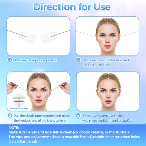 Face Tape Lifting Invisible, 120Pcs Face Lift Tape with 8 String, V Facelift Tape Instant Face Lifter Tape, Neck Tape Skin Tape for Lifting Sagging Skin, Turkey Neck, Eyes, Wrinkle, Double Chin, Jowls