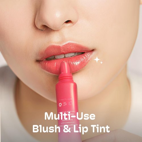 MIXIK Cheeky Blush Tint & Lip Stain - Multi-Use Vegan Makeup with Squalane & Hyaluronate | 0.3 fl oz (Dragonfruit)