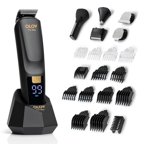 OLOV Beard Trimmer - 21-Piece All-in-One Men's Grooming Kit with USB Rechargeable Clipper