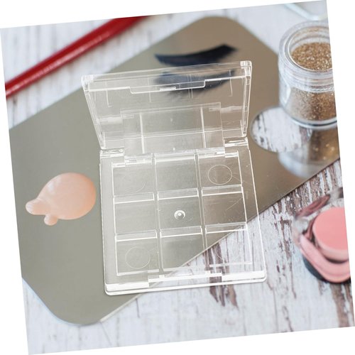 Ipetboom Empty Makeup Palette Depotting Cases - 2pcs 9-Grid Empty Clear Blush Lipstick Box - Portable Makeup Organizer Storage Cases Highlighters Sample Eye Shadow Bracket Travel