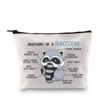 G2TUP Raccoon Lover Gift Anatomy Of A Raccoon Makeup Bag Raccoon Themed Cosmetic Bag Crazy Raccoon Lady Gift Animal Lover Zipper Travel Pouch (Anatomy Of A Raccoon White Bag)