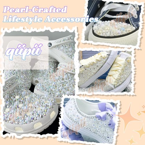 qiipii 3mm-10mm Flatback Pink Pearls and Resin Rhinestones w B7000 Jewelry Glue for Bedazzling Crafting White AB Half Pearls Gems Stones Diamonds Charms for Face Eyes Makeup Tumblers Bottles Beauty