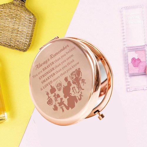 KEYCHIN Frog Princess Pocket Mirror Princess Fairytale Fans Gifts Always Remember You are Braver Stronger Smarter Than You Think Compact Makeup Mirror (Frog Princess-RG)