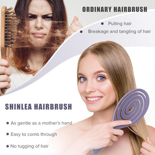 SHINLEA Detangle Hair Brush - Vented Spiral Brush for Effortless Tangle Removal | All Hair Types (Purple)