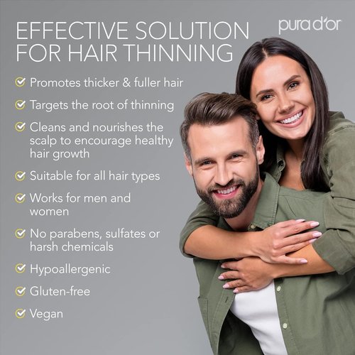 PURA D'OR Original Gold Label Anti-Thinning Shampoo - Clinically Tested Formula with Biotin & Argan Oil - Sulfate-Free, 16 fl oz