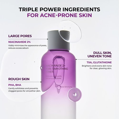 JUMISO Niacinamide 2% + PHA/BHA Pore Smoothing Toner (205ml/6.93 fl oz), 1% TXA + Glutathione, Glass Skin Prep, Gentle Exfoliation for Textured Skin, Unscented, Korean Skincare