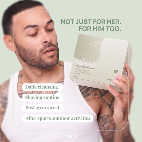 OLSOO Clean Face Towels XL® – 100% Viscose, OEKO-TEX Certified, Ultra Soft Disposable Towels, Super Absorbent & Eco-Friendly for All Skin Types (50 Count)