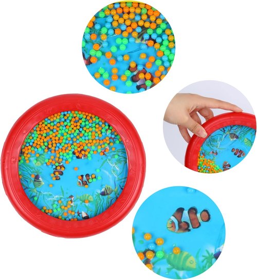Musfunny Ocean Drum | Gentle Sea Sound Music Instrument for Kids - Red Educational Toy