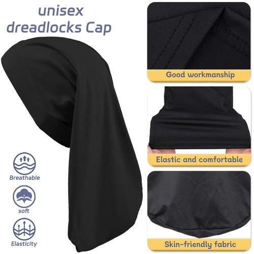 4 Pcs Dreadlock Stocking Caps for Men Spandex Dreadlock Cap Overnight Sleep Cap Elasticity Soft Lightweight Comfortable Sleeping Head Wrap Headwear for Men and Women