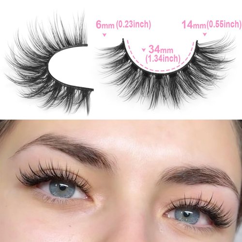 Kiromiro Lashes Wispy False Eyelashes Natural Look 14mm(0.55inch) Faux Mink Lashes Short Cat Eye Spiky Lash 3D Strip Eyelashes Pack 20 Pairs