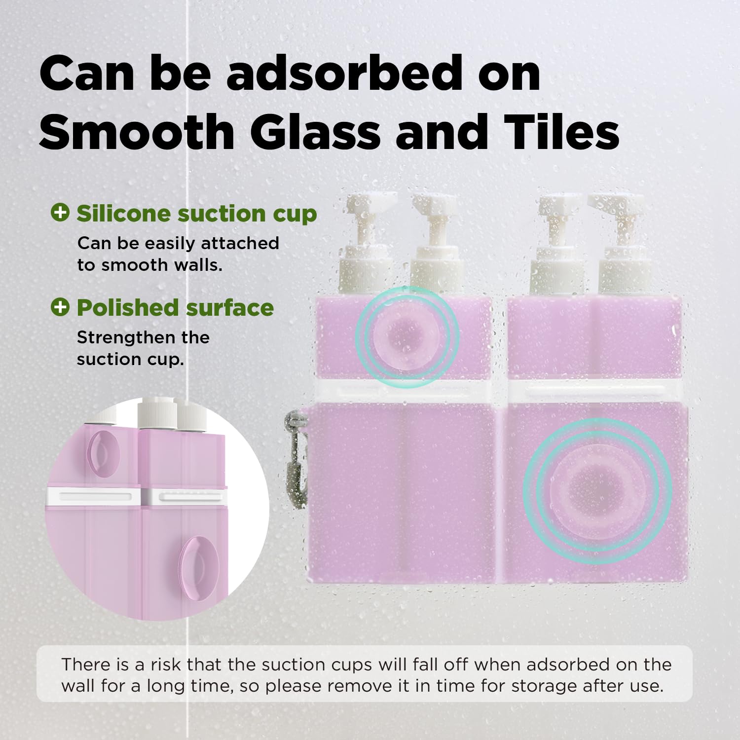 VOGOGE Travel Bottles for Toiletries, TSA Approved Travel Shampoo and conditioner Bottles with Suction Cups, Pink