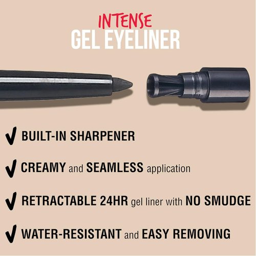 KISS NEW YORK Pro Intense Gel Eyeliner - Waterproof, Smudge-Proof, Long-Lasting Pencil | Black