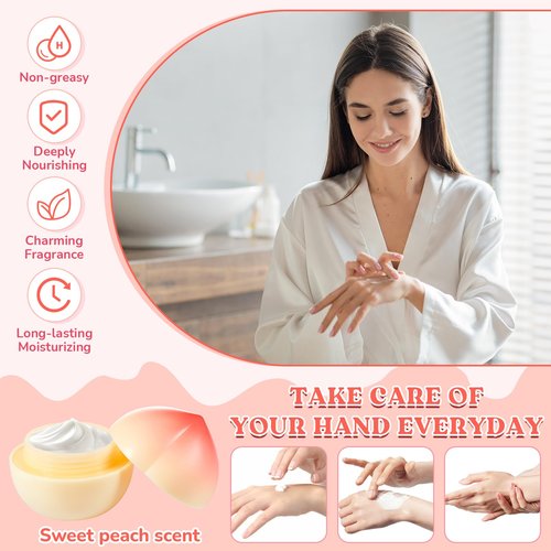 Swiffen 12 Pcs Peach Hand Cream Gifts Set for Women, Funny Fruit Hand Cream Gift for Teacher Appreciation Gift, Mother, Nurses, Bridal Shower, Employees, Peach One Sweet Birthday Party