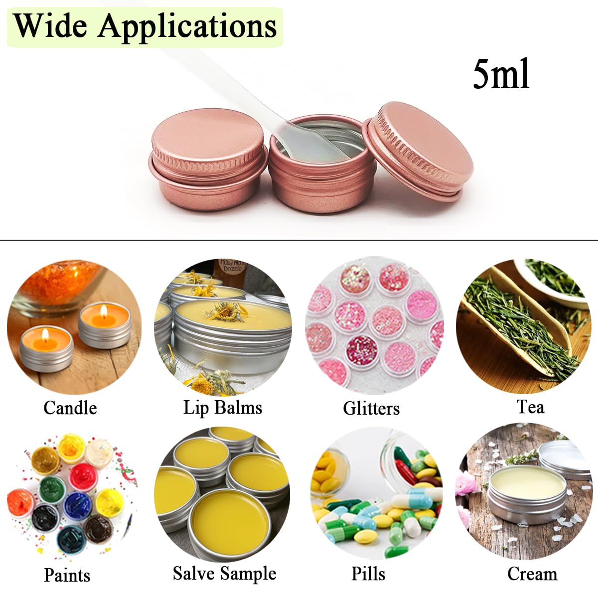 Wopanxye 30pack 5ml Lip Balm Tin Cans, 5g Aluminum Makeup Sample Containers with Screw Lid, Empty Metal Tins Pot Storage Travel Jars for Cosmetic Cream Candle Tea Nail DIY Paints, 5 Gram Small Tins