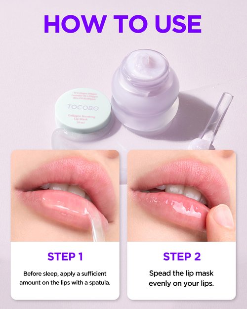 TOCOBO Collagen Lip Mask – Fermented Collagen Overnight Lip Sleeping Mask with Peptide & PHA | Korean Vegan Treatment for Dry, Aging Lips | Balm-to-Oil Plump-Looking Care, Lavender Scent | 0.68 oz