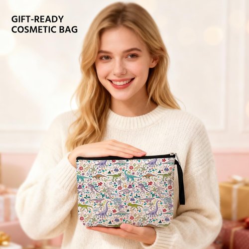 Dinosaur Cosmetic Bag for Women Her Coworker Friends Daughter Student Bestie Colleague Pouches for Organization Portable Waterproof Toiletry Bag Christmas Birthday Gifts Makeup Bag Dinosaur Gifts