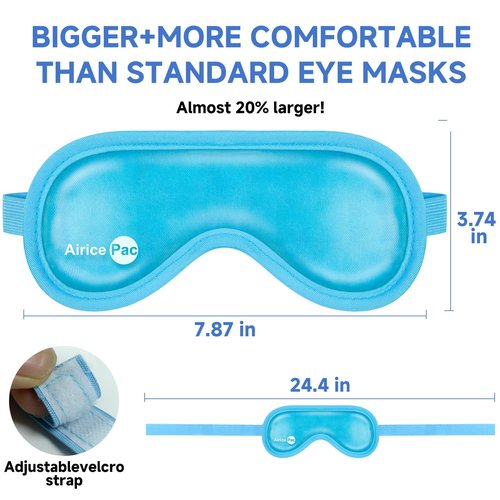 AiricePac Cold Eye Mask Cooling Eye Mask for Dry Eyes, Gel Eye Mask Eye Ice Pack Reusable Cold Eye Compress for Dark Circles, Migraines, Eye Surgery, Skin Care 2 Pack
