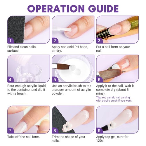 SAVILAND Acrylic Nail Kit with Drill: Professional Nails Kit Acrylic Set for Beginners with Everything White Pink Clear Acrylic Powder and Liquid Set Brushes 100 Forms Manicure Tools Home Salon DIY