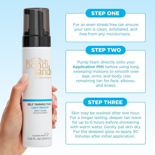 Bondi Sands Self Tanning Foam - Lightweight Sunless Formula with Reusable Application Mitt