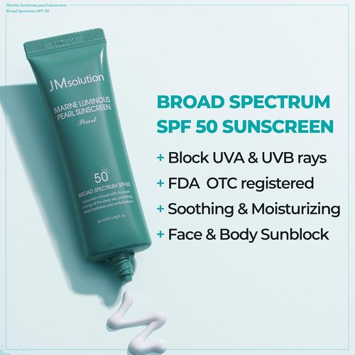 JMsolution Korean Sunscreen SPF50+ PA++++ - Hydrating Glow Formula | Lightweight, Non-Greasy | Marine Pearl UV Cream (1.69 fl. oz)
