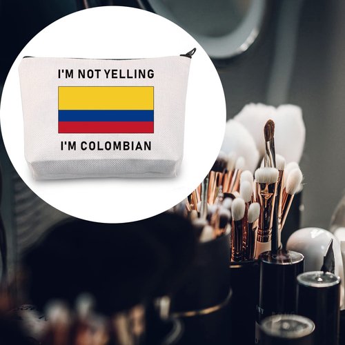 LEVLO Funny Colombia Flag Cosmetic Bags Souvenirs I'm Not Yelling I'm Colombian Makeup Bags Colombian Root Flag Gifts (I'm Colombian)