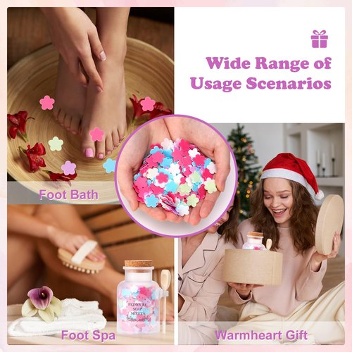 DOSTATNI Pedicure Soap Flowers Pedicure Foot Spa Tablets 10 Oz Plastic Bath Salts Jar Foot Soak Flower Paper Soap Sheet Softens Skin Botanicals Lavender Essential Oil Fast Dissolving Supplies