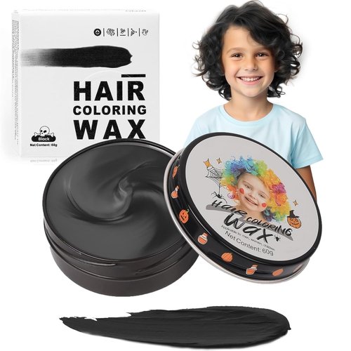 Hansuby Temporary Black Hair Color Wax - Washable Styling Mud for Kids | Instant Dye for Cosplay & Halloween