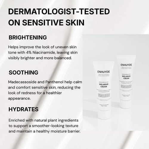 ENHUYDE Niacinamide 4% Brightening Cream for Dark Spots & Uneven Tone, Fragrance-Free Daily Face Moisturizer for Sensitive Skin, Korean Skincare (50ml / 1.7 fl. oz.)