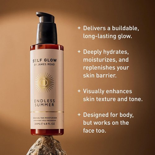 James Read Self Glow - Endless Summer Gradual Tan Moisturizer | Nourish & Tone Skin for a Customizable Glow | 200ml | 6.8 fl oz