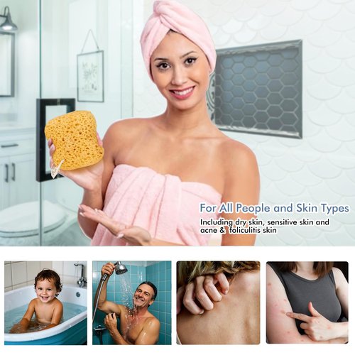 Bathing Sponges, Azymi 4-Pack Shower Sponge for Women Men, Body Wash Sponges with Dense Foam for Gentle & Deep Cleansing, Ultra-Soft for Sensitive Dry Skin