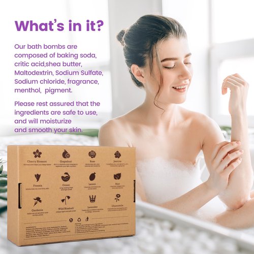 SeasonBliss Bath Bombs, 12 Pack Handmade Bubble Shower Bombs Set, Christmas Stocking Stuffers, Shea Butter & Individually Wrapped, Valentines Day Gifts for Her/Him, Wife, Mom Women