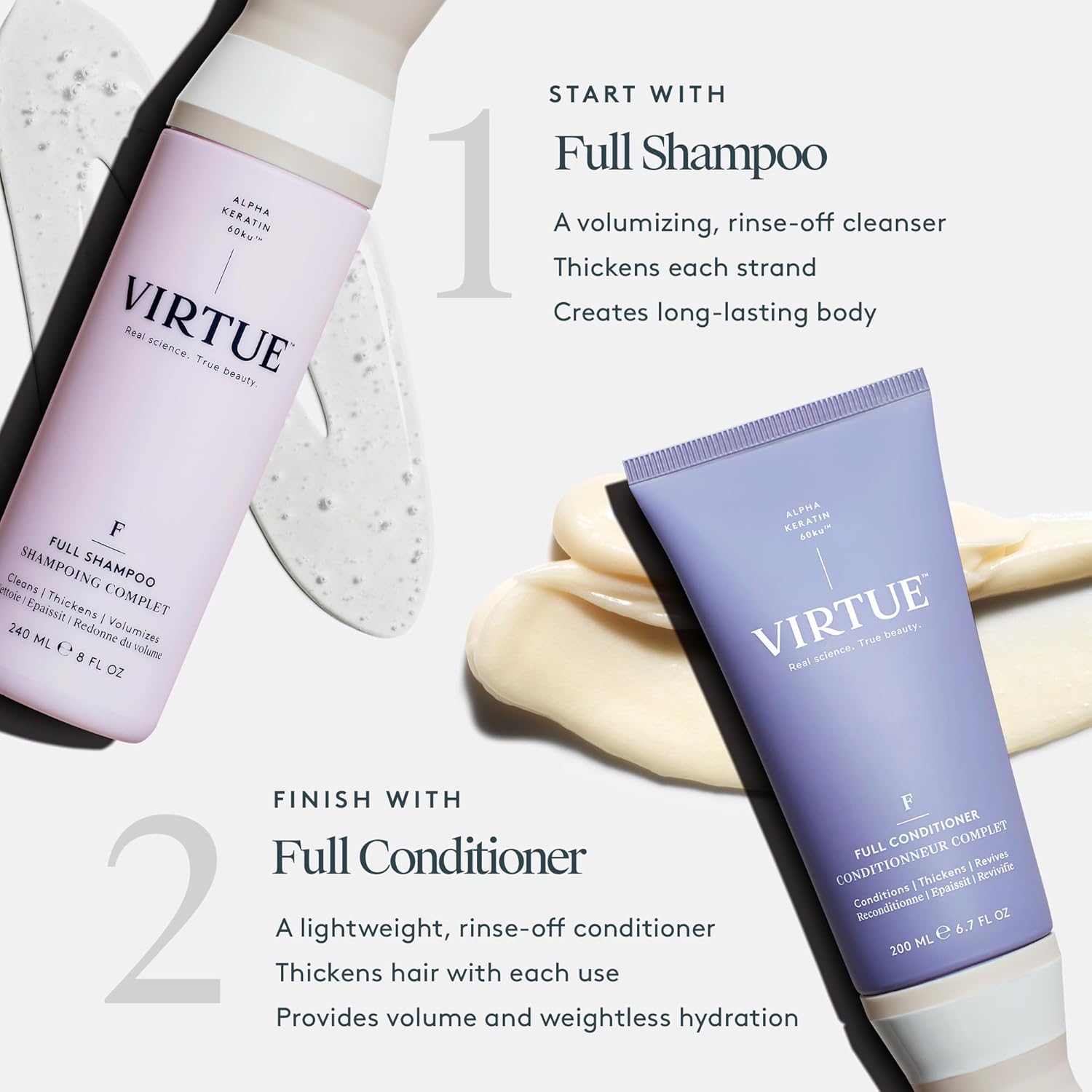 Virtue Full Volumizing Shampoo - Sulfate Free, Thickens Hair, Safe for All Hair Types