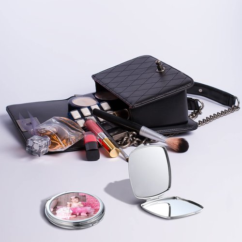 Jetec 12 Pcs Sublimation Blanks Compact Mirror Bulk Transfer Folding Pocket Makeup Double Sided Handheld Mirror Round Square Sublimation for Purse Travel